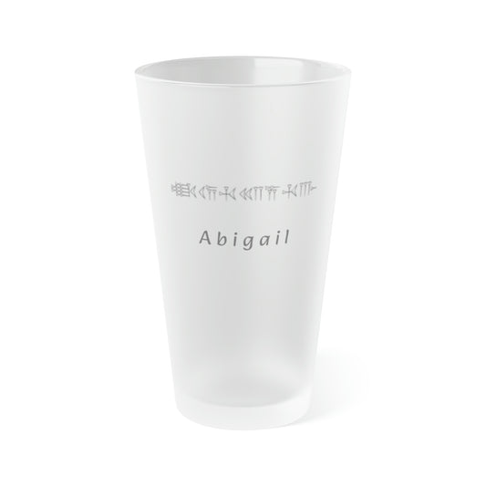 Abigail and in Cuneiform - Frosted Pint Glass, 16oz